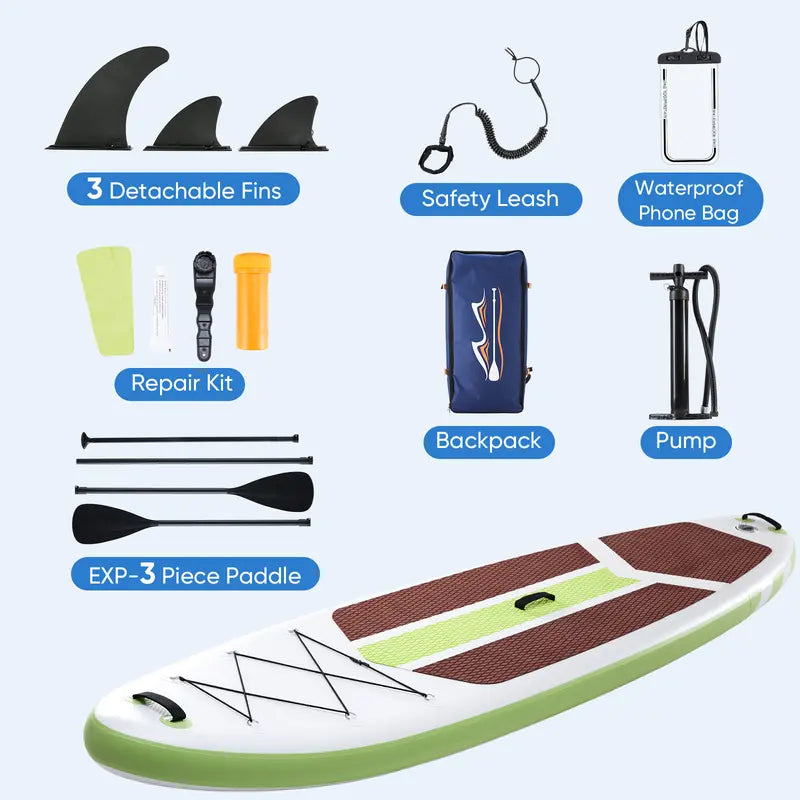 Inflatable SUP Paddle Board, Non-Slip Deck, Stable Wide Design for Beginners & Experienced Riders